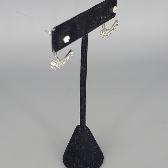 Silvertone Heart Necklace and Front Back Earrings Set - Picture 7 of 12